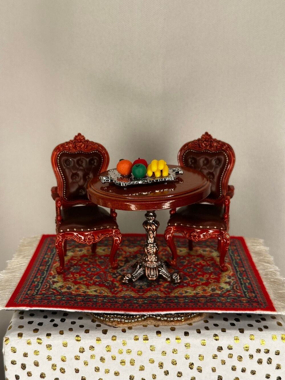 Dollhouse miniatures Dark Academia bistro seating